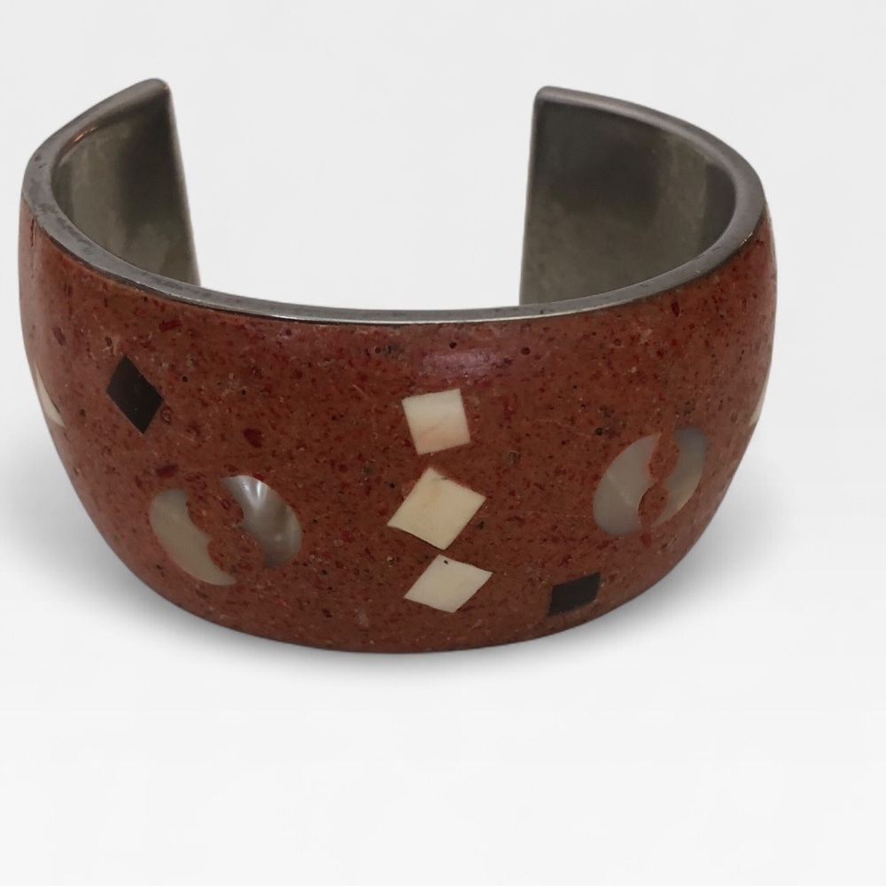 Earthy Inlay Geometric Cuff Bracelet